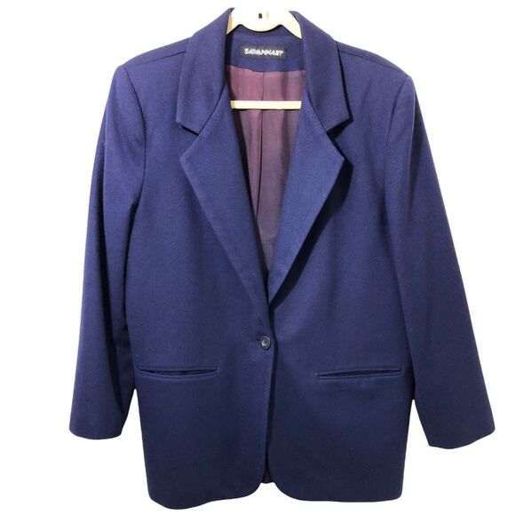 SAVANNAH 100% Wool Blazer Jacket Academia Lined One-Button Sz 12 Petite - Picture 5 of 10